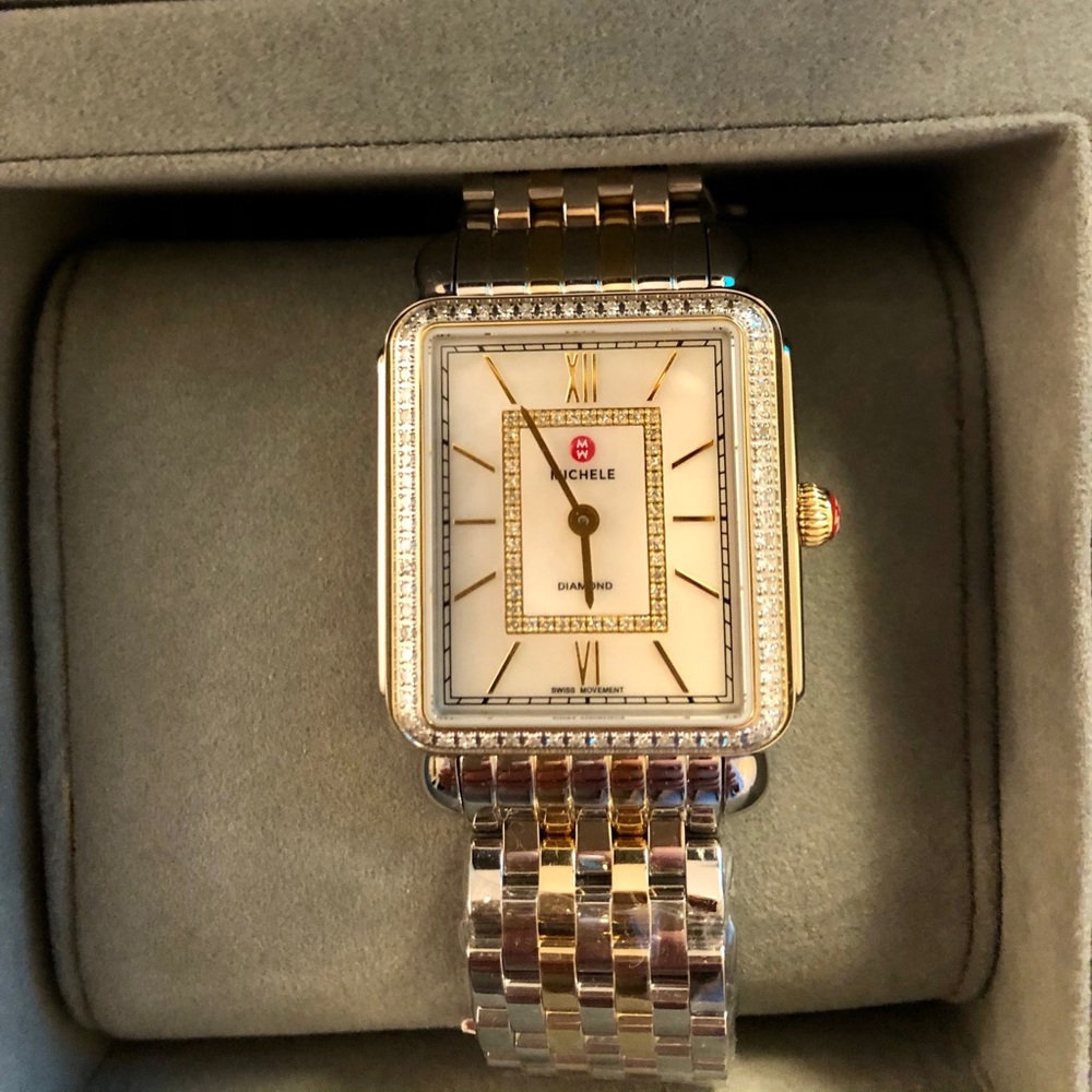 Michele Deco Two Tone Diamond Watch